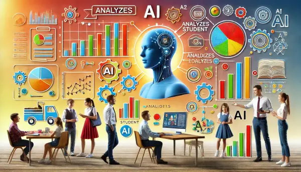 Ilustrasi pelajar menggunakan teknologi AI